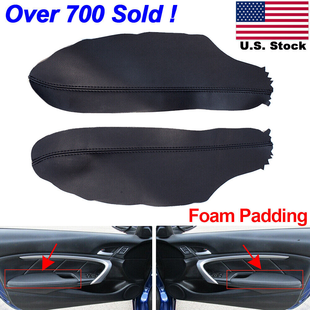 Leather Front Door Panels Armrest Cover for Honda Accord 2008-2012 Coupe Black