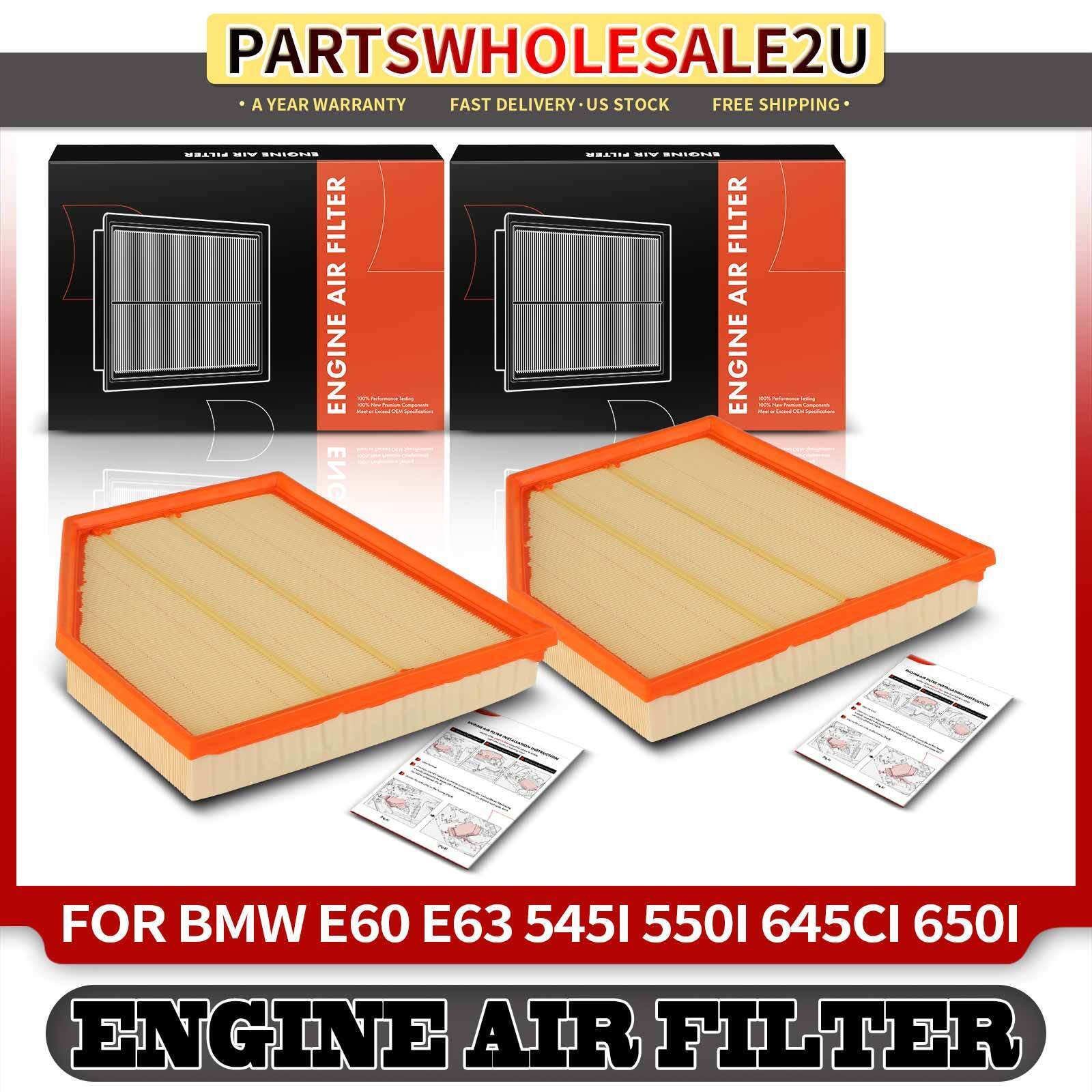 2x Front Engine Air Filter for BMW E60 E63 545i 550i 645Ci 650i V8 4.4L V8 4.8L