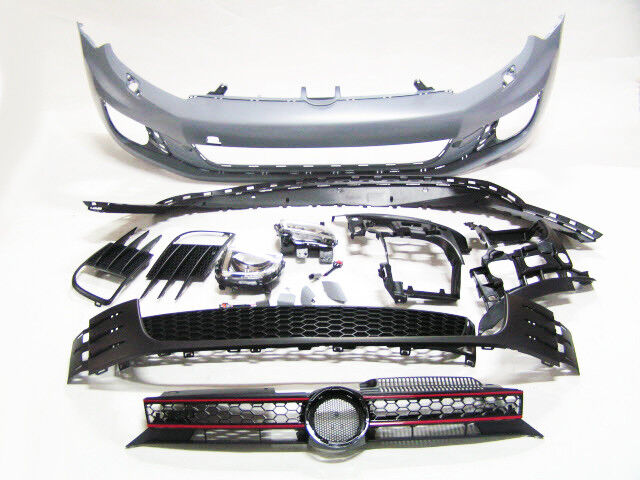 For 10-14 VW MK6 Golf 6 VI, GTI Style Front Bumper with Redline Front Grille