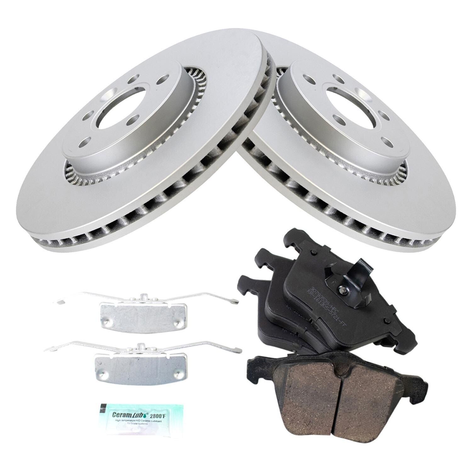 For Volvo S60 Cross Country 16-18 TRQ Front Disc Brake Kit w Ceramic Pads