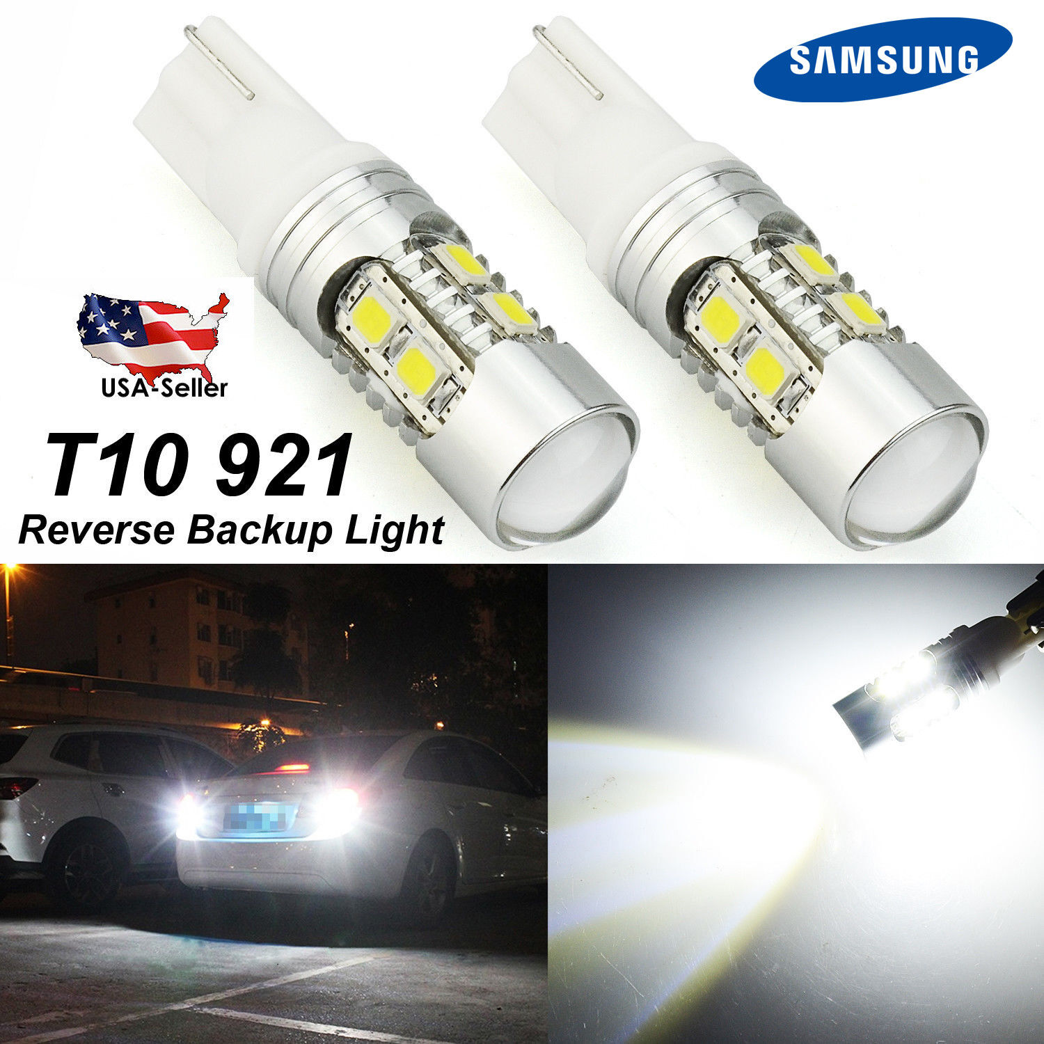 2x 921 Super Bright White LED Car Reverse Backup Light Bulbs 2014-2017 For Honda