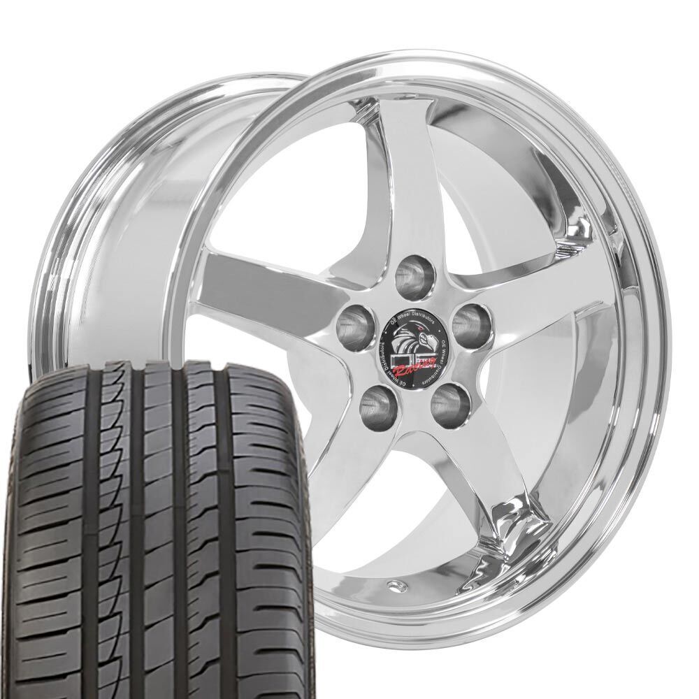 17 inch Chrome Rims & 245/45ZR17 Tires SET Fits 1994-2004 Mustang Cobra R Style