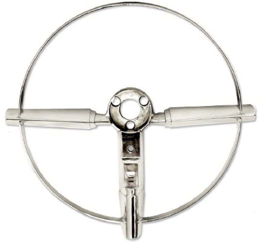 55 56 Chevy Bel Air Steering Wheel Chrome Horn Ring New
