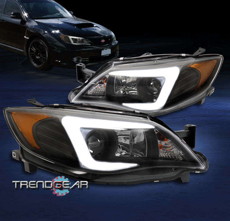 For 2008-2014 Subaru Impreza LED Tube Halogen Projector Headlight Headlamp Black