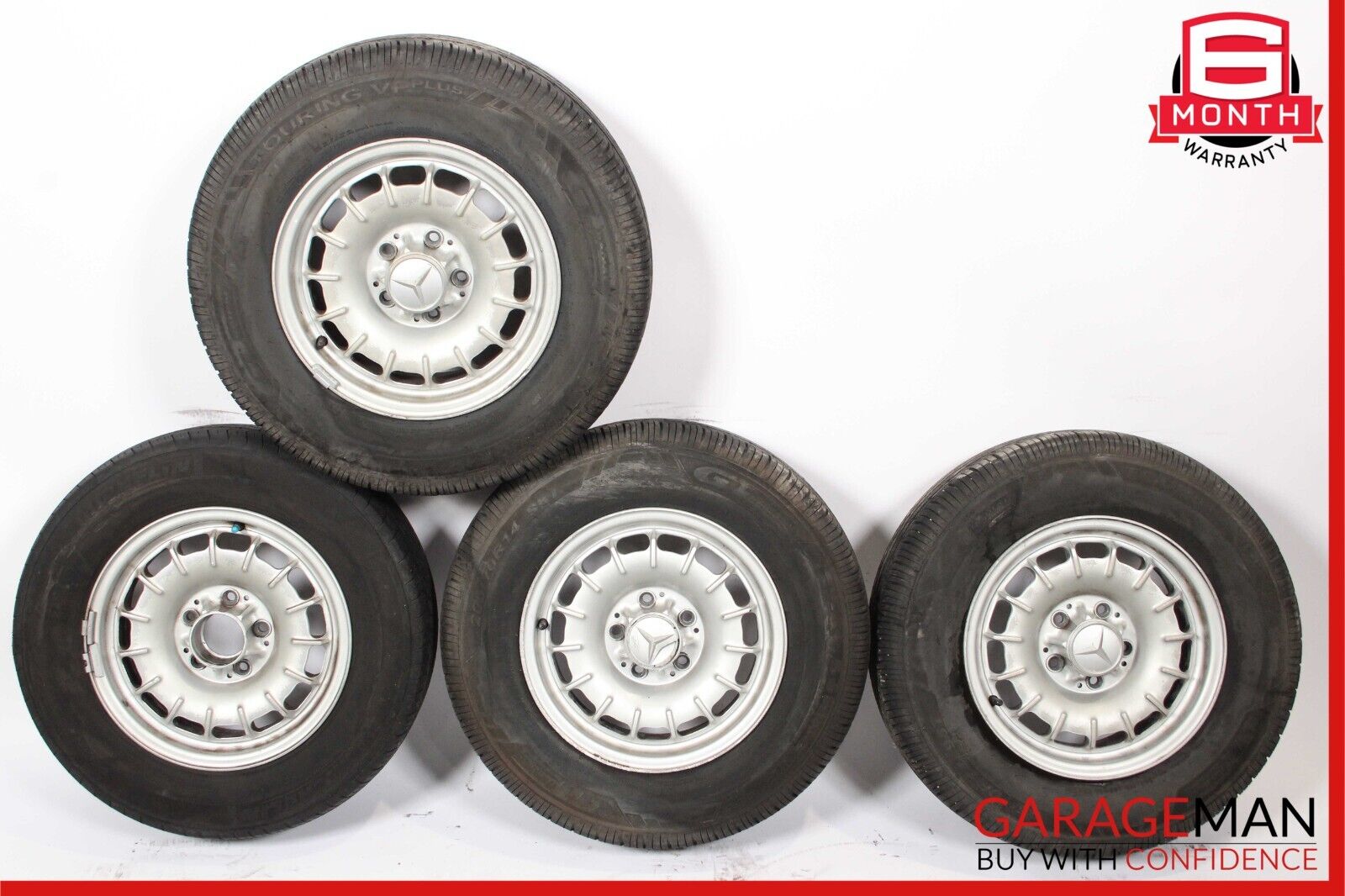 73-91 Mercedes R107 420SEL 560SEL 300TD Complete Wheel Tire Rim Set 6Jx14H2 ET30