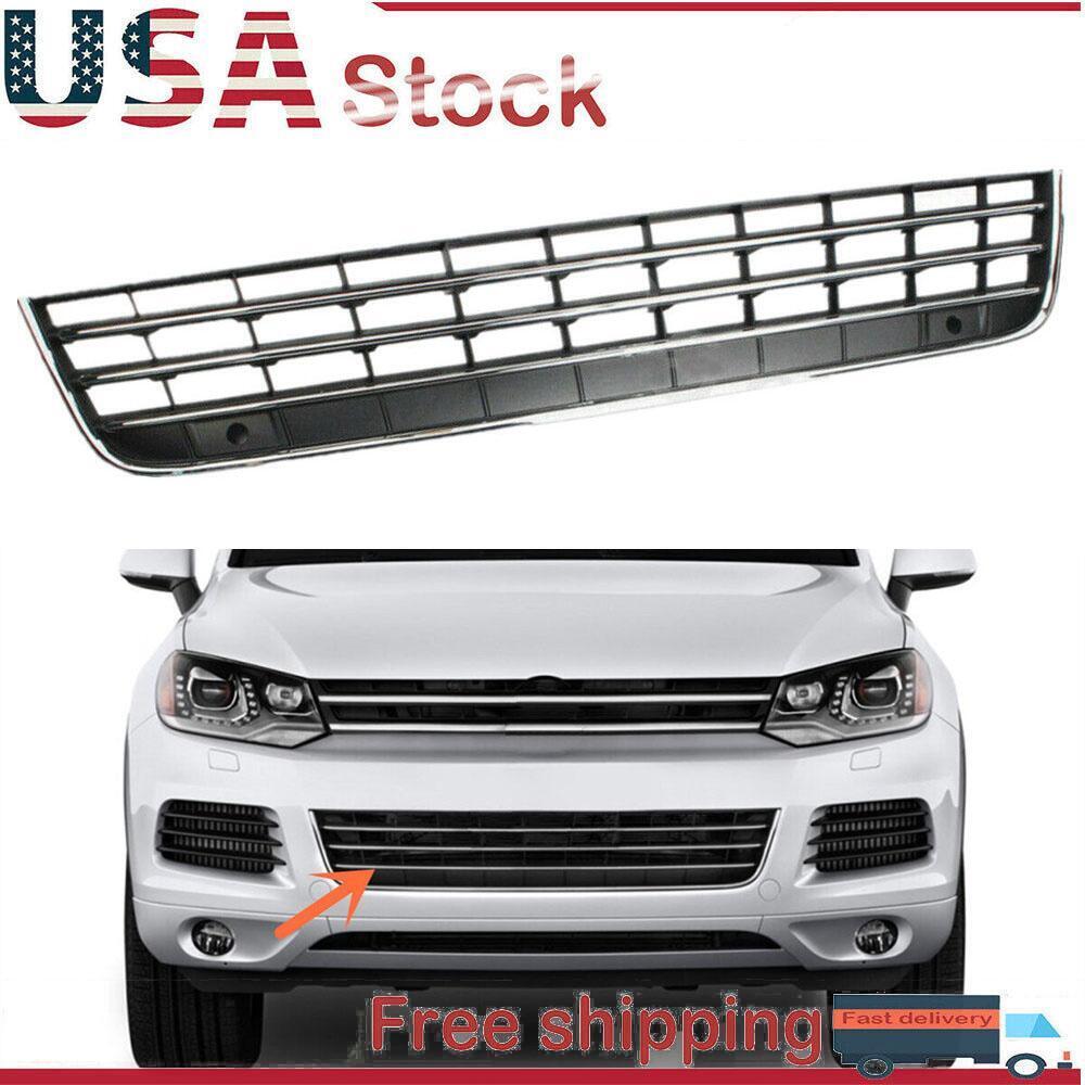 Fit For VW Touareg 2011-14 Front Bumper Lower Center Grill Grille Black / Chrome