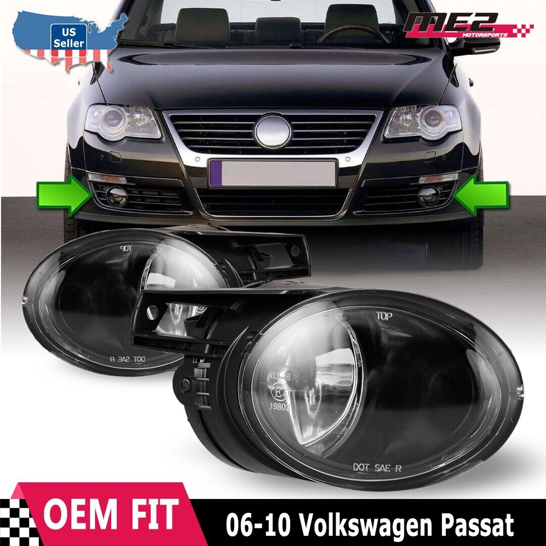 For 2006 2007-2010 Volkswagen Passat Fog Lights Clear Bumper Front Lamps Pair