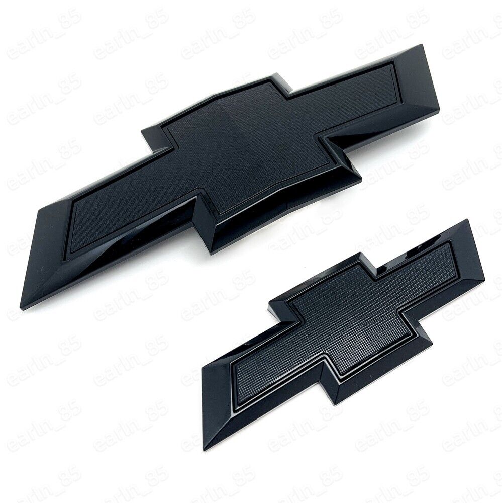 NEW 2015-2020 Chevrolet Tahoe Suburban Front & Rear Gloss Black Bowtie Emblems