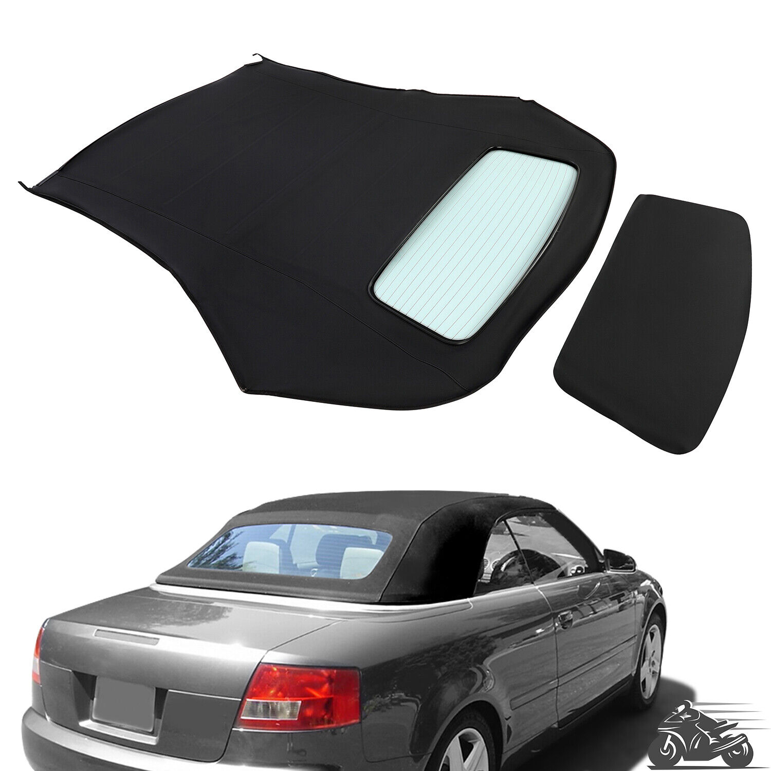 Fits Audi A4 03-09 Black Convertible Top W/ Heated Glass Window Sailcloth Vinyl