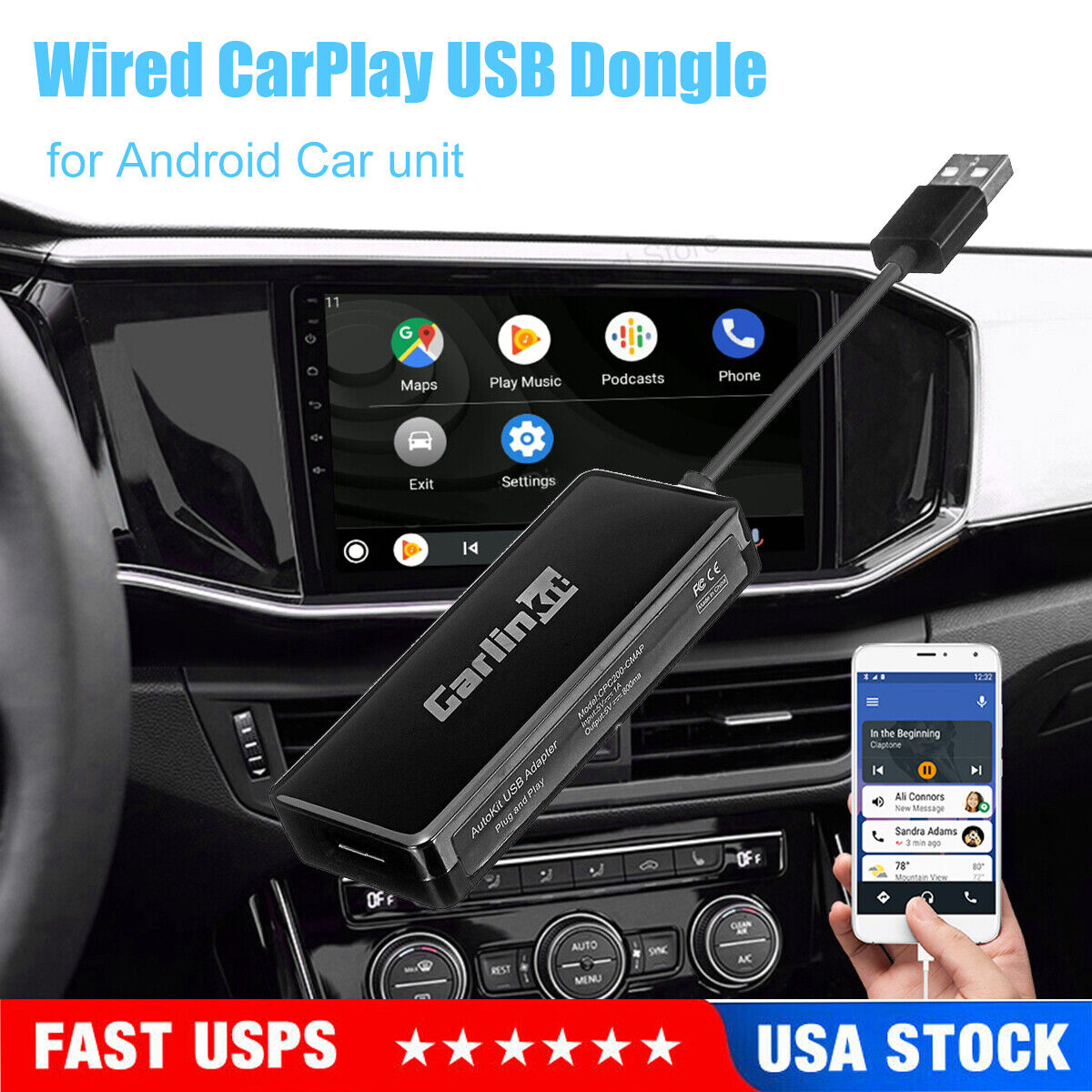 Carlinkit USB IOS CarPlay Dongle Adapter For Android Car Auto Navigation Player