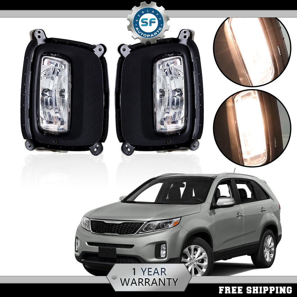 For 2014-2015 Kia Sorento Front Fog Lights Driving Lamps With Bezel Left+Right