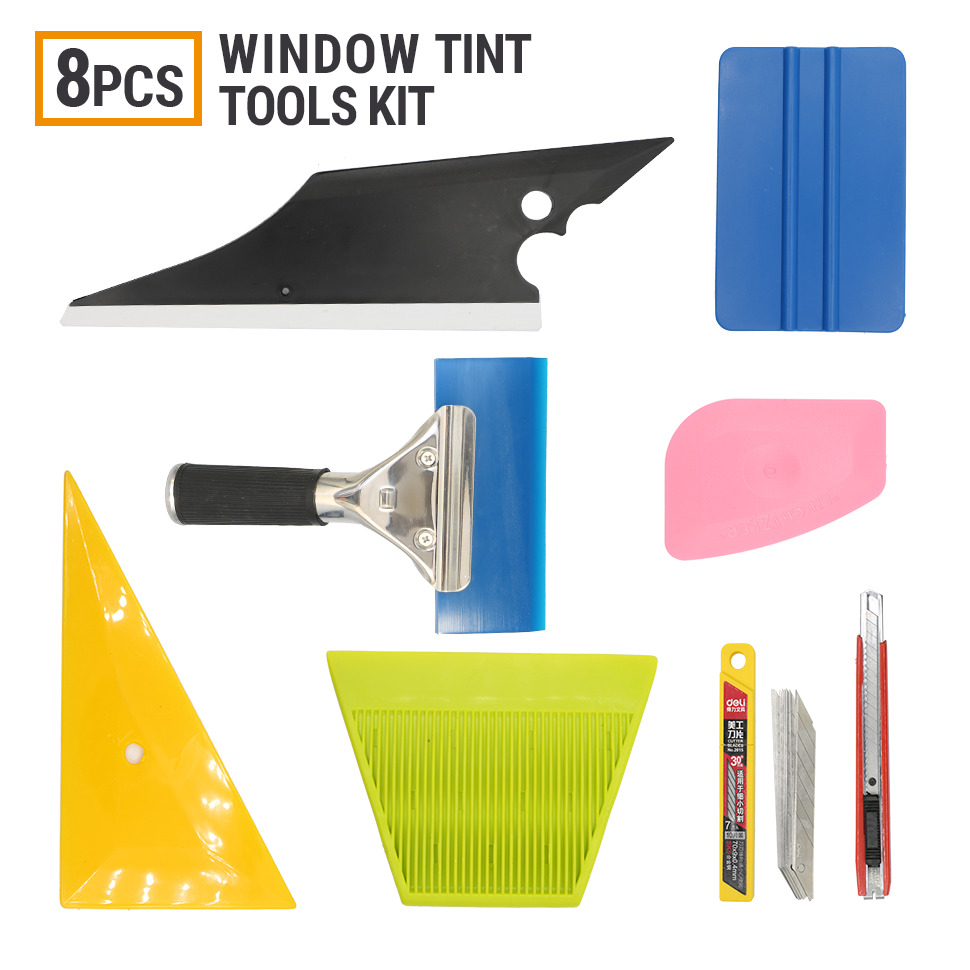 8 PCS Pro Window Tint Kits Wrapping Vinyl Tools Squeegee Scraper Applicator 