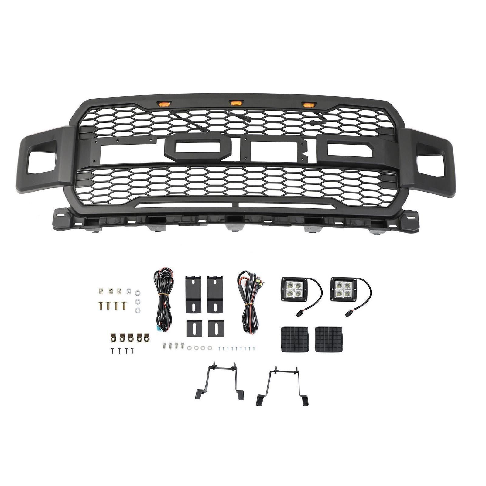 Front Grille Light Fits For F250 F350 F450 F550 Super Duty 2017-19 Raptor Style
