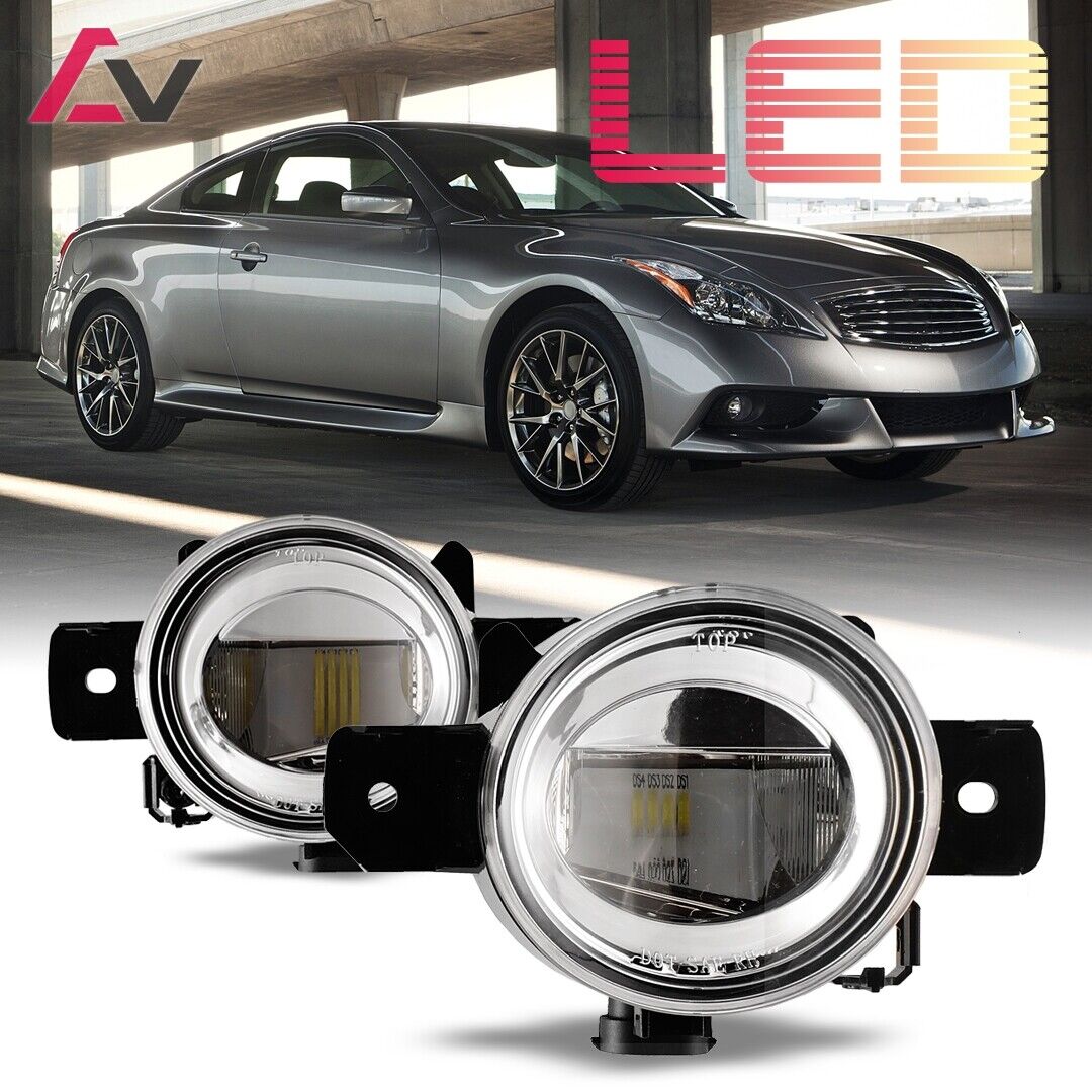 For Infiniti G37 2011 Clear Lens Pair LED Fog Lights Front Replacement Lamps
