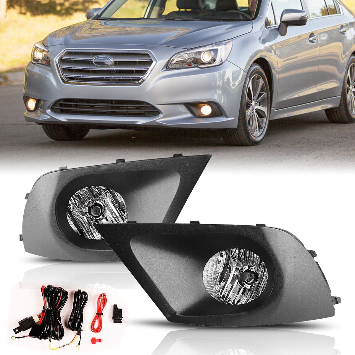 For 2015-2016 Subaru Legacy Fog Lights Front Bumper Lamps Pair w/Wiring Switch