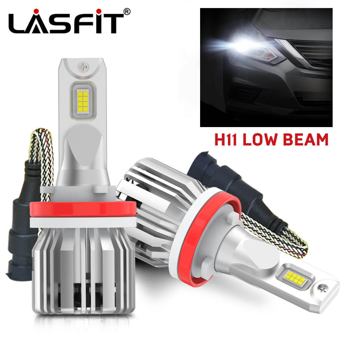 Lasfit H11 H16 LED Headlight Bulb Low Beam for Chevy Silverado 1500 2500 3500 HD