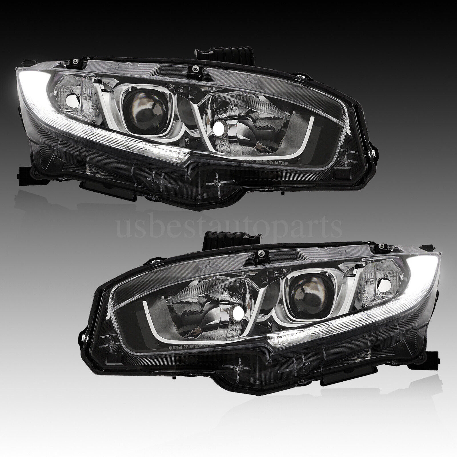 For Honda Civic 2016-2021 Halogen Headlight Headlamp W/LED LEFT&RIGHT W/O Bulbs