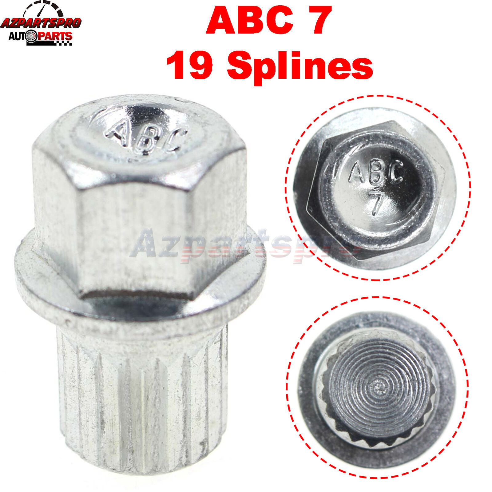 Wheel Lock Key 19 splines / ABC 7 for Volkswagen VW Audi  ( 19 pointed splines )