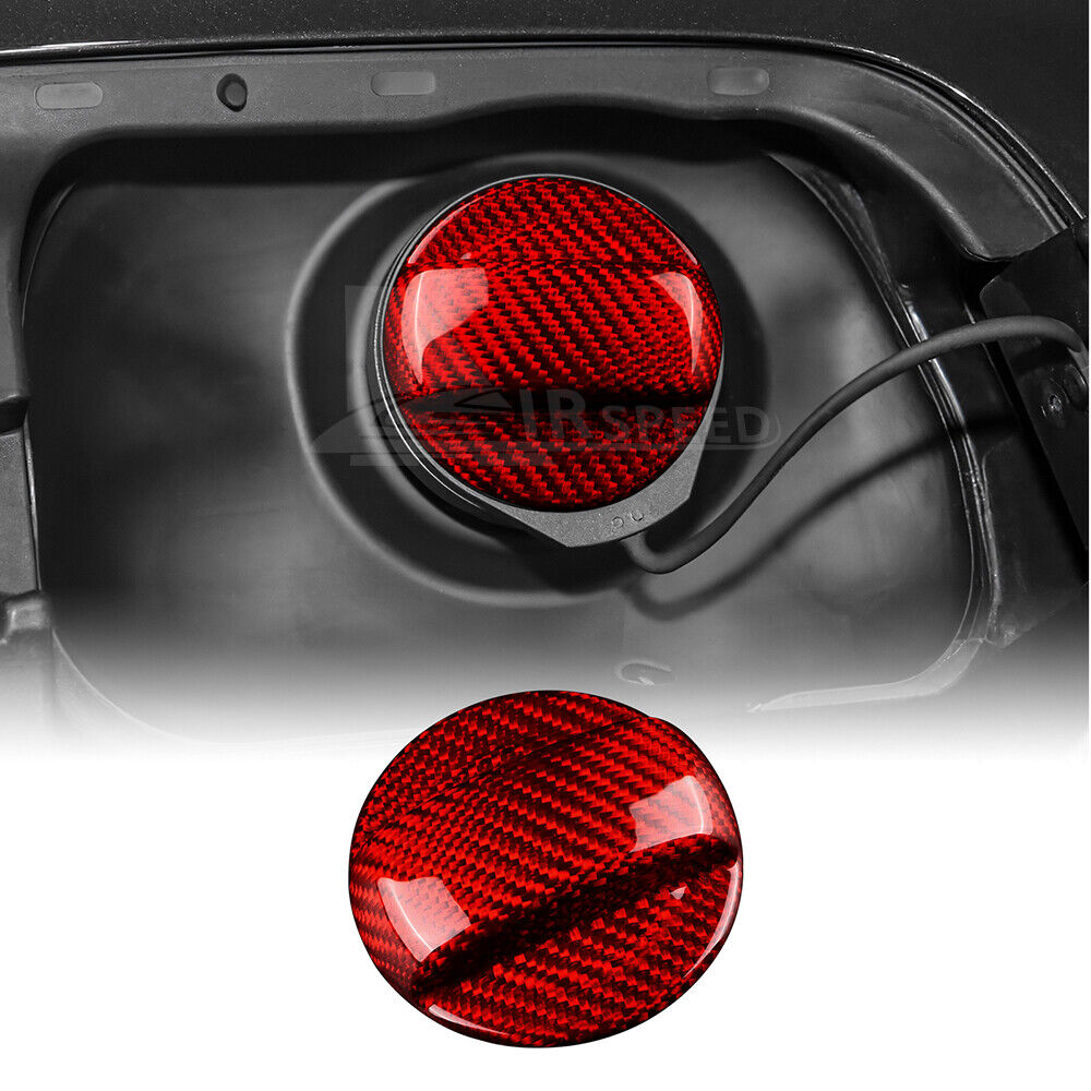 For Audi A1 A3 A4 A5 A6 A7 A8 Red Fuel Gas Tank Filler Cap Cover Carbon Fiber
