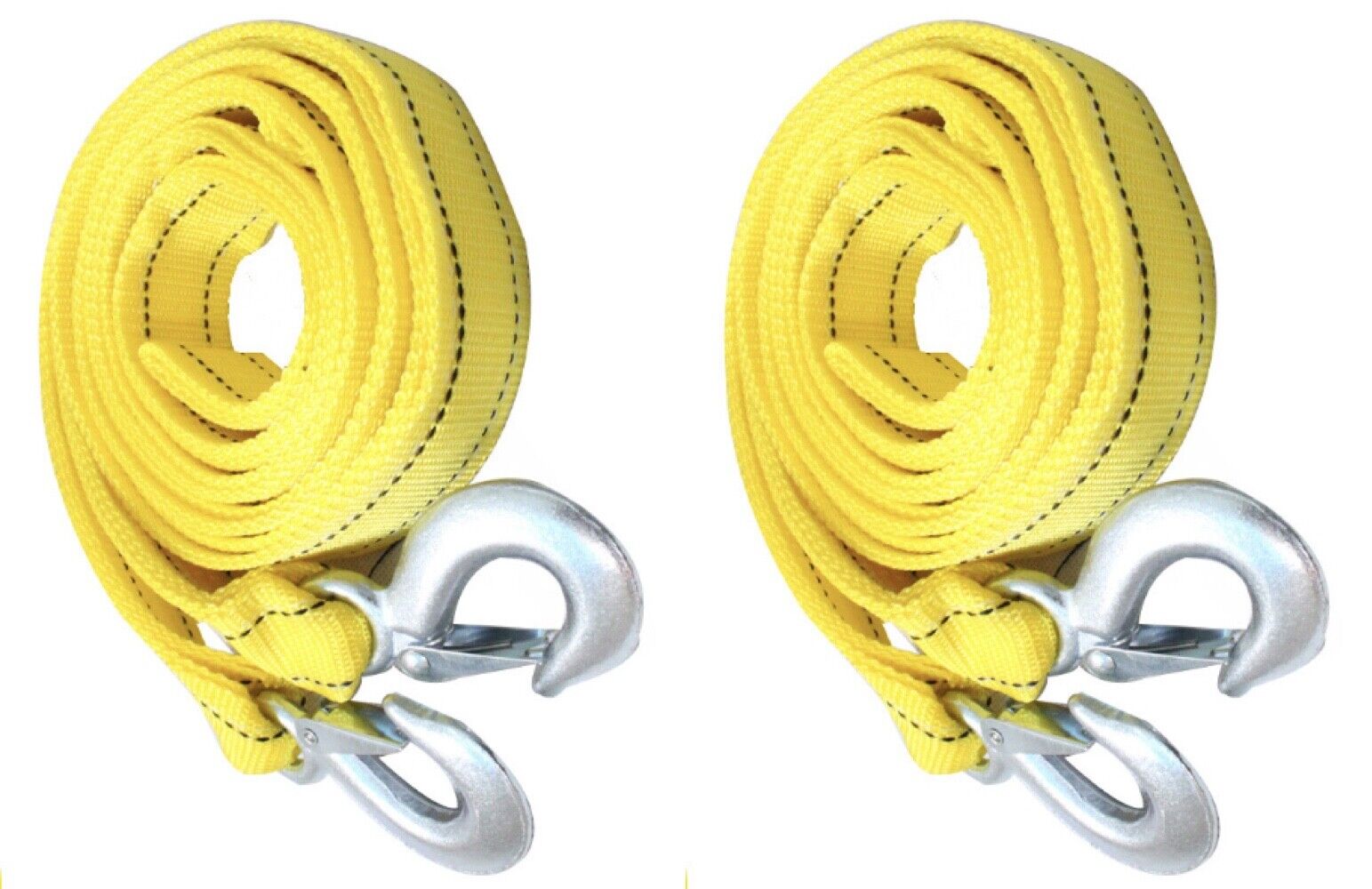 2 pack 3 Tons Car Tow Cable Towing Strap Rope With 2 Hooks Emergency Heavy Duty