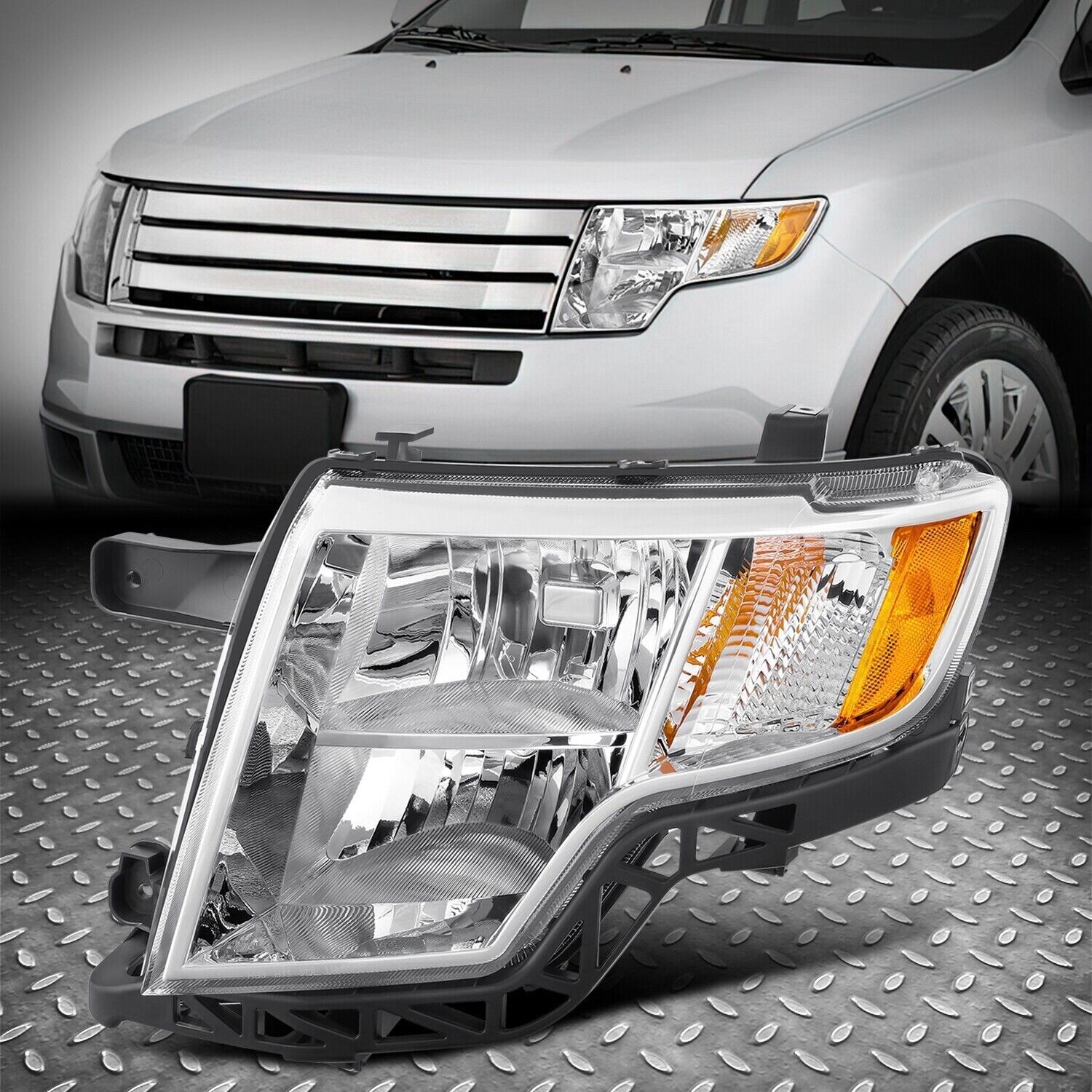 For 07-10 Ford Edge OE Style Left Driver Side Chrome/Amber Headlight Head Lamp