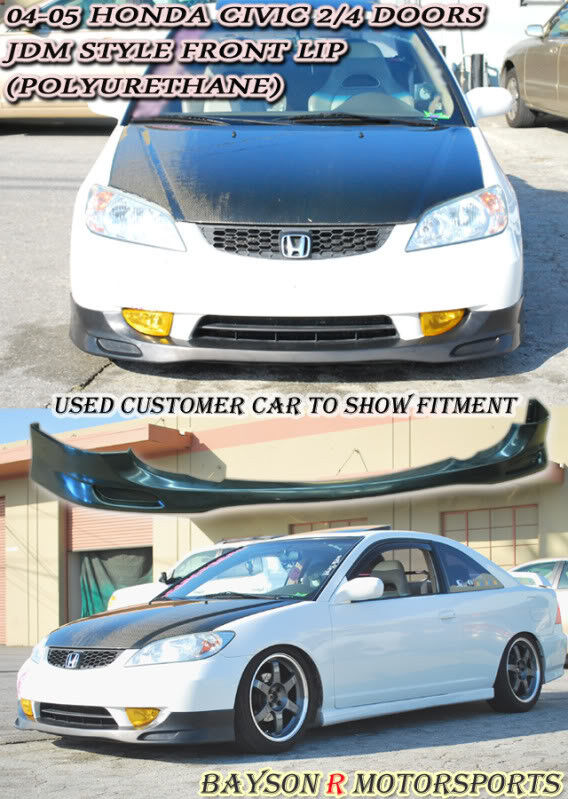Fits 04-05 Honda Civic 2/4dr Coupe Sedan JDM Style Front Bumper Lip (Urethane)