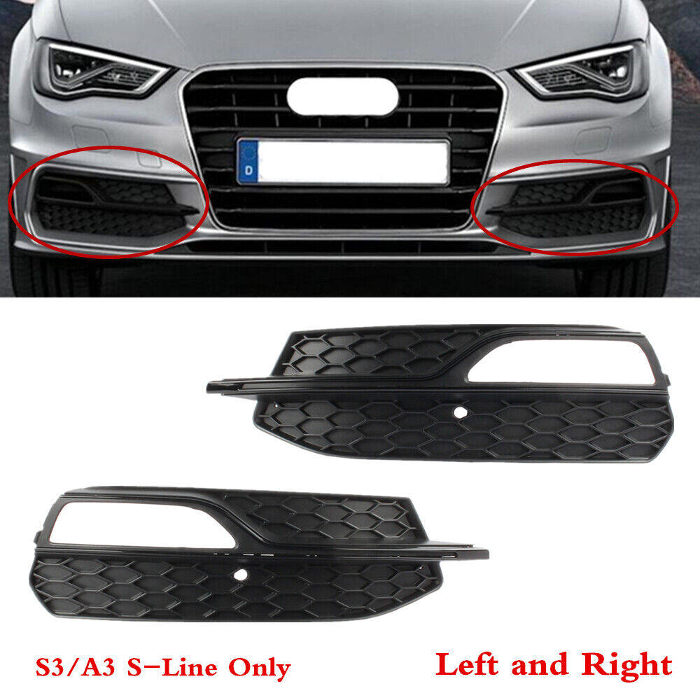 Fit For Audi S3 S-Line 2015-2017 Front Bumper Fog Light Grille Cover Grill