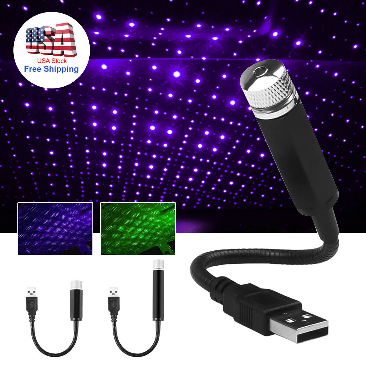 USB Car Accessories Interior Atmosphere Star Sky Lamp Ambient Star Night Lights