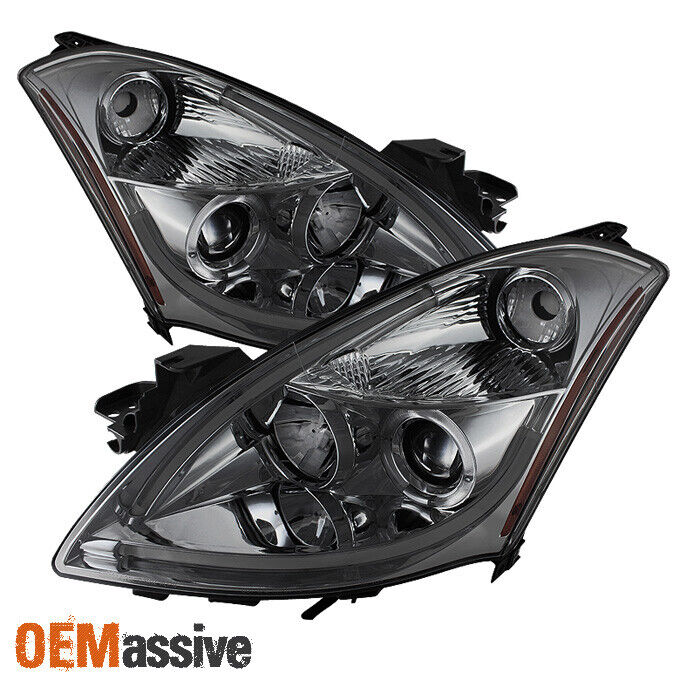 Smoked Fits 2010-2012 Altima Sedan Light Tube DRL LED Halo Projector Headlights