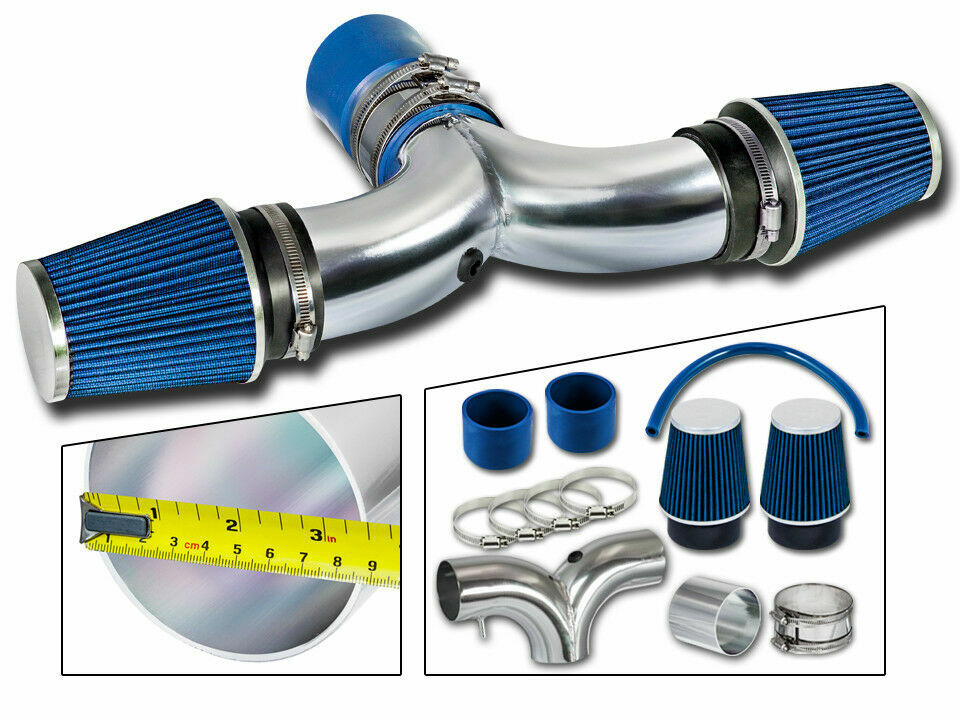 BCP BLUE For 2007-2008 Aspen 5.7L V8 Dual Twin Air Intake Induction Kit+Filter