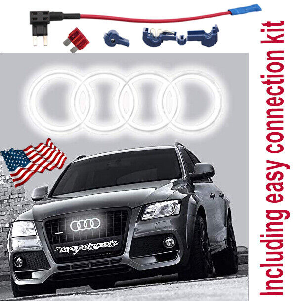 AUDI LED EMBLEM LIGHT WHITE FRONT GLOW LOGO BADGE RINGS GRILL A3 A4 A5 A6