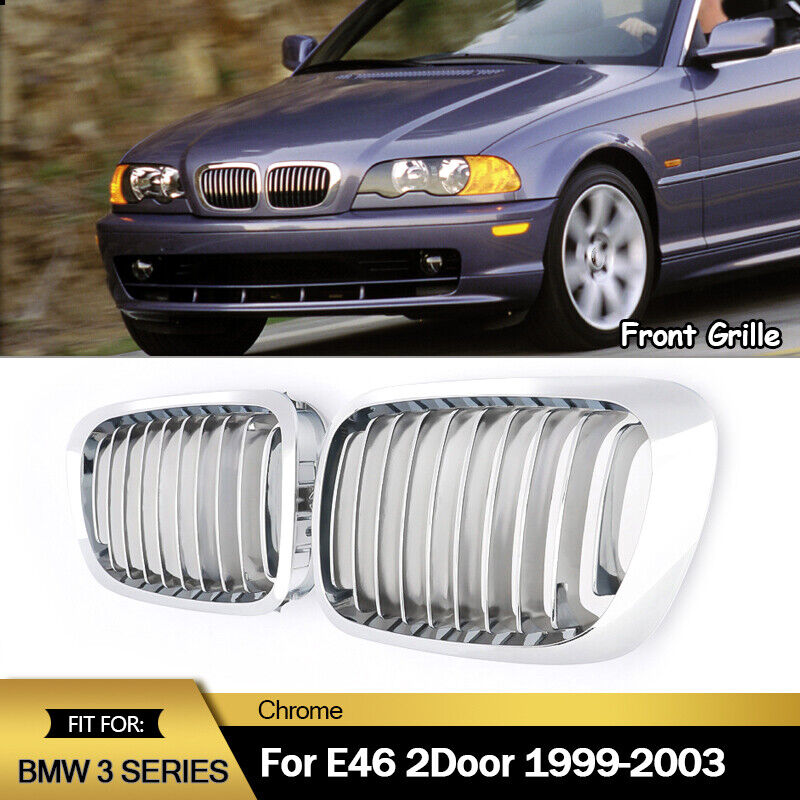 Chrome Front Kidney Grill For 1999-2002 BMW E46 3 Series 325Ci 330Ci Convertible