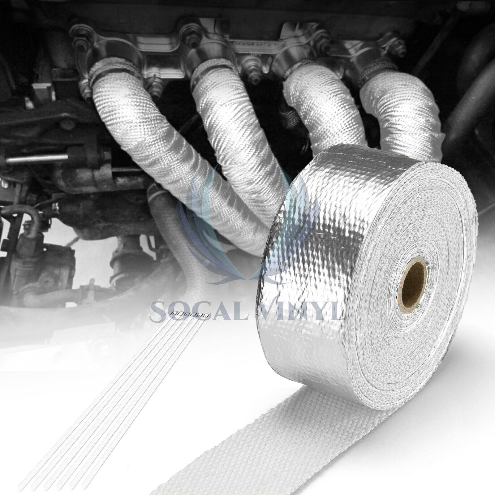 Silver Exhaust Pipe Insulation Thermal Heat Wrap 2\