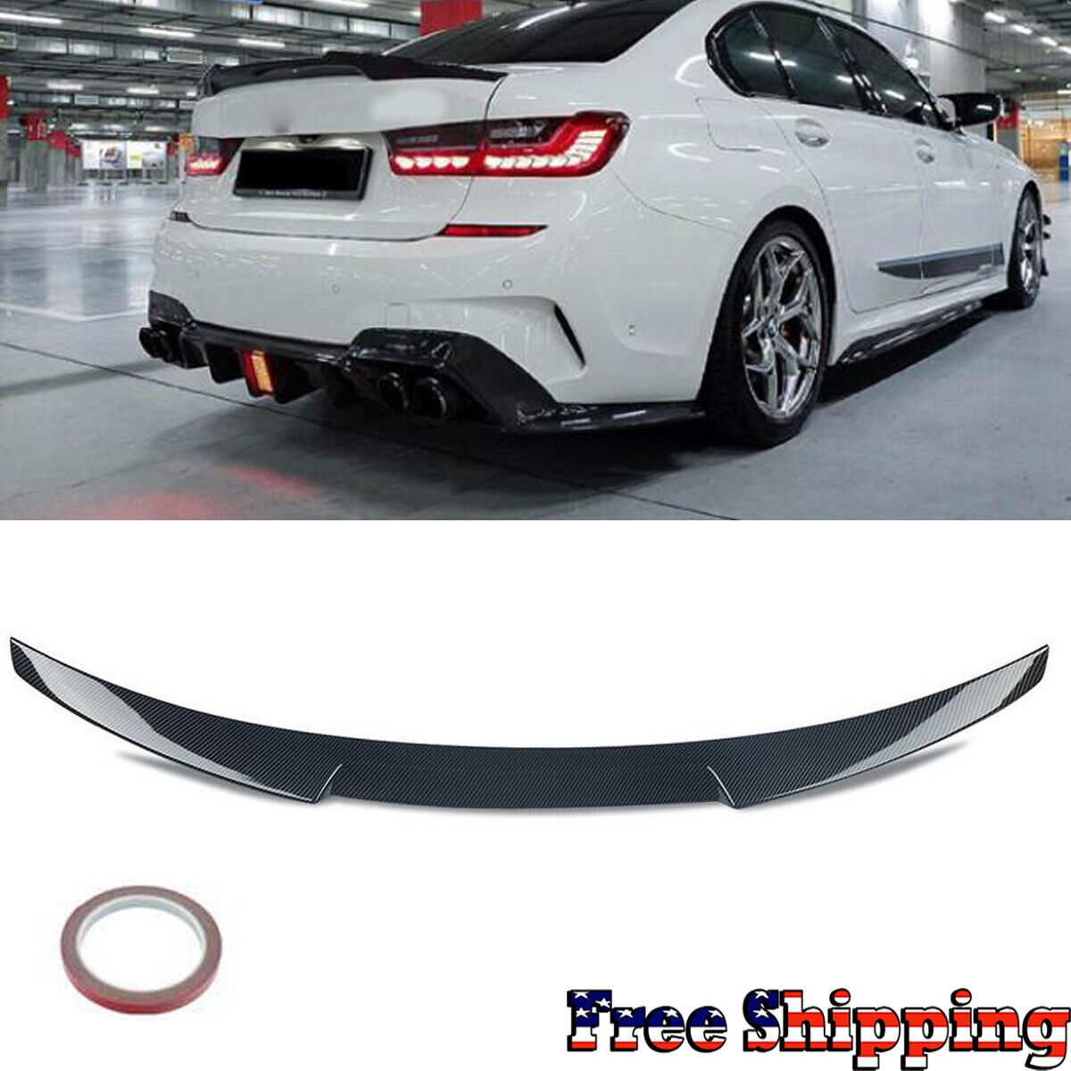 For 19-22 BMW 3 Series G20 320i 330i M340i M4 Style Rear Trunk Spoiler Wing Lip