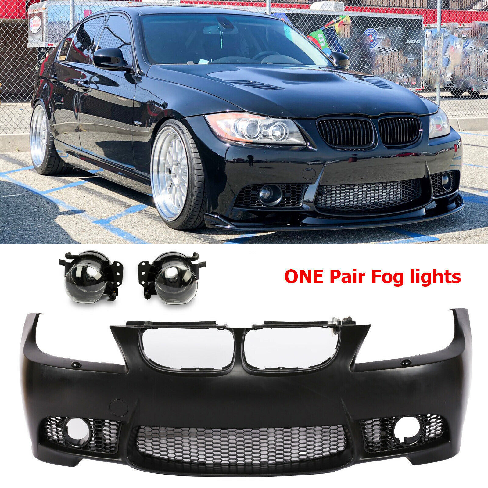 FOR 2009-2011 BMW E90 3 SERIES FRONT BUMPER M3 LOOK W/ Fog ligths