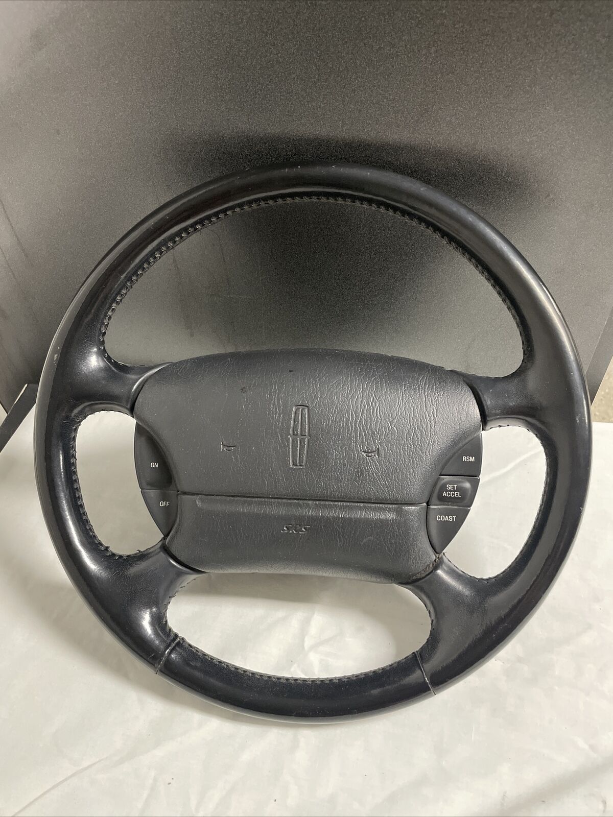 1993-1998 Lincoln Mark VIII Leather Steering Wheel Black