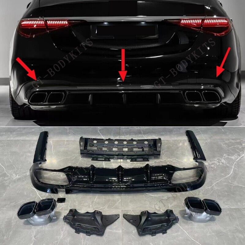 Rear Diffuser With Exhaust Tips for Mercedes Benz S Class W223 S63 AMG S580