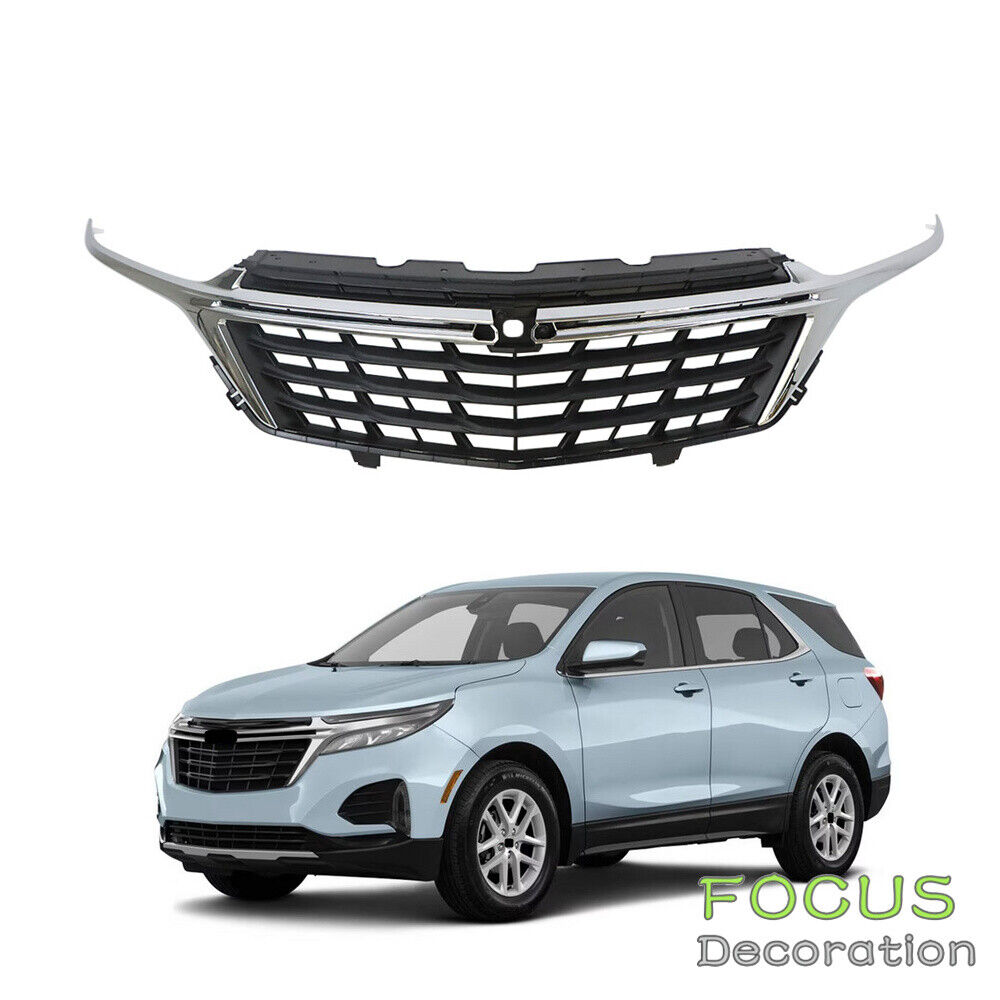Fit For 2022/2023 Chevrolet Equinox Grill Front Bumper Grill Black W/Chrome Trim