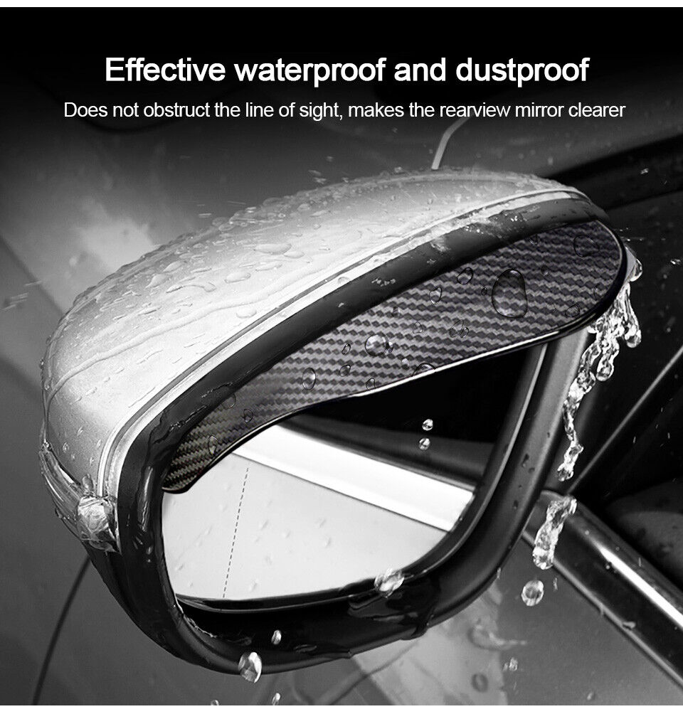 Two Piece Carbon Fiber Black Mirror Rain Visor Guard For Honda Models