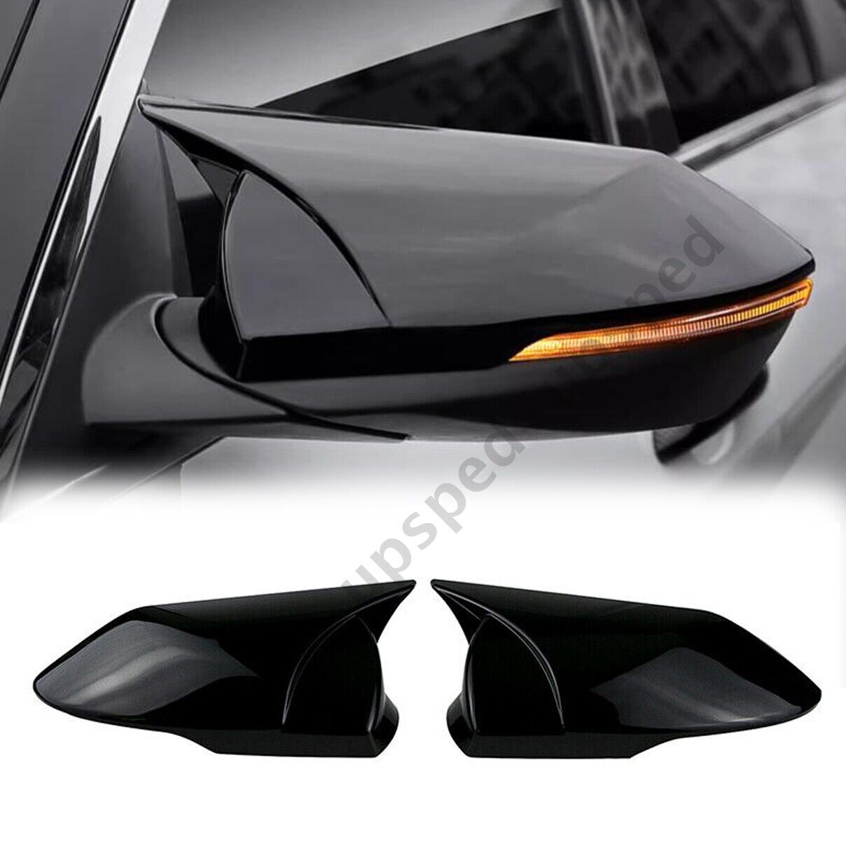 Glossy Black Side Rearview Mirror Cap Cover Trim For Hyundai Elantra 2021-2023