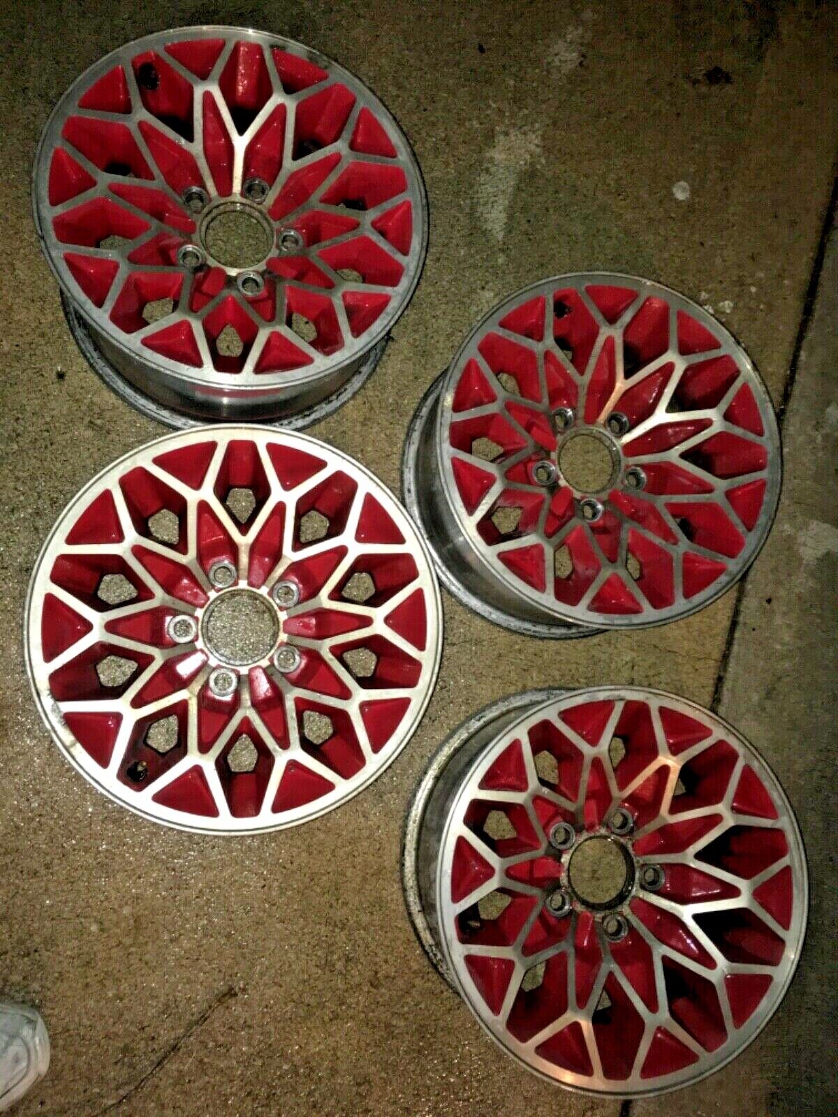 Set 4 RED snowflake wheels Camaro Firebird monte regal cutlass honeycomb REDBIRD