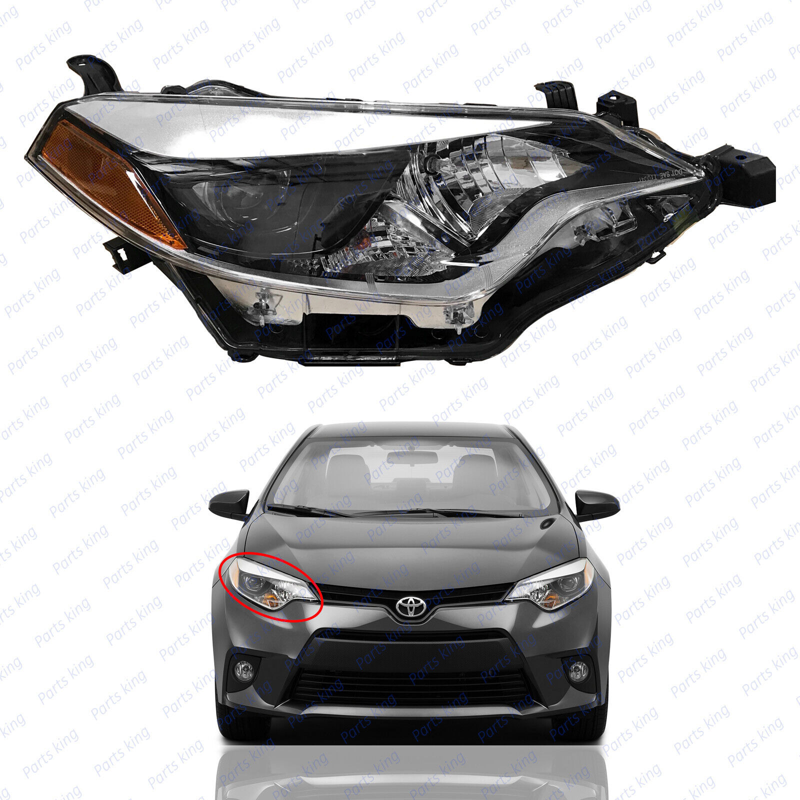 For 2014 2015 2016 Toyota Corolla Front LED Headlight Headlamp Passenger Side RH