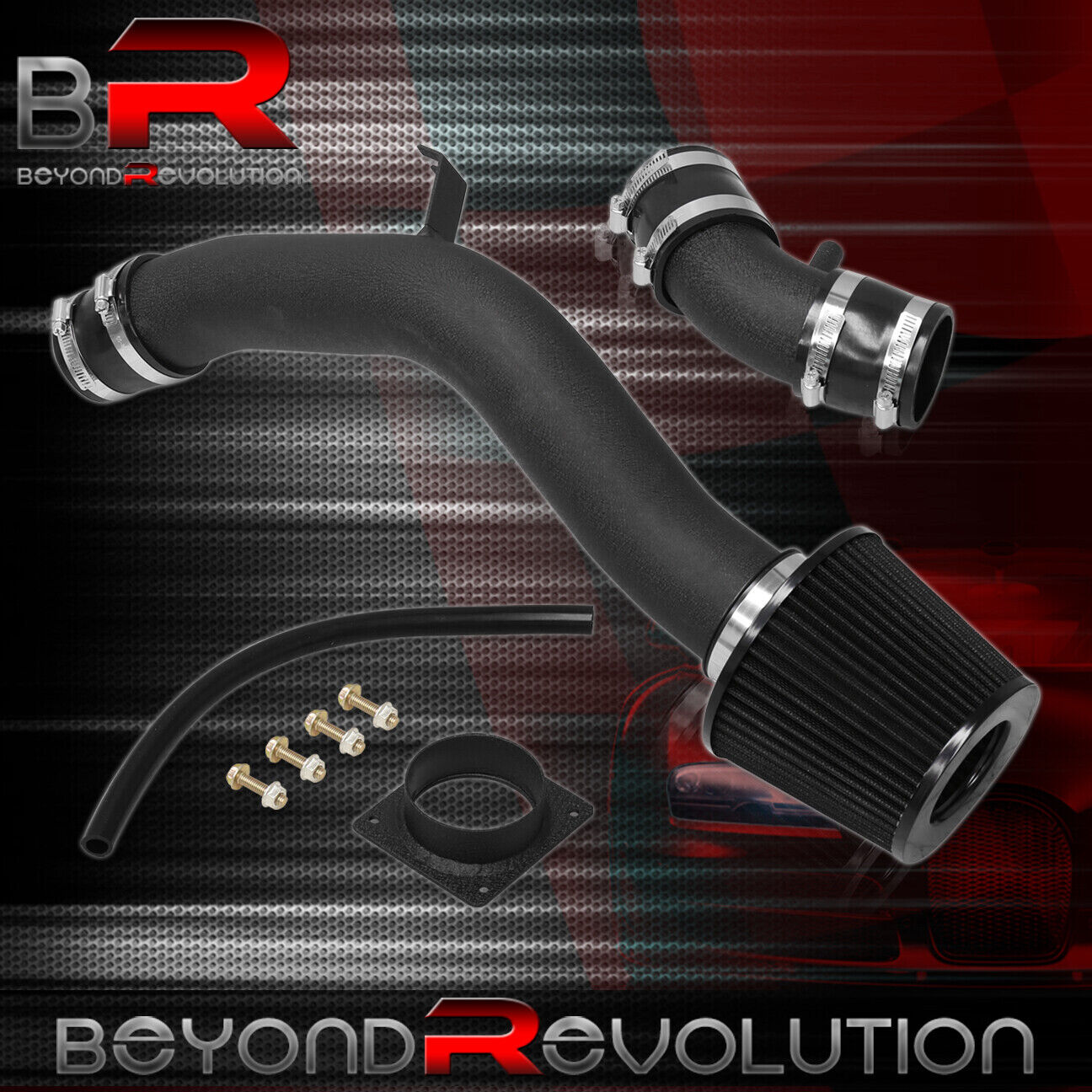 For 2002-2006 Altima 2.5L Cold Air Intake System Black Aluminum Piping + Filter