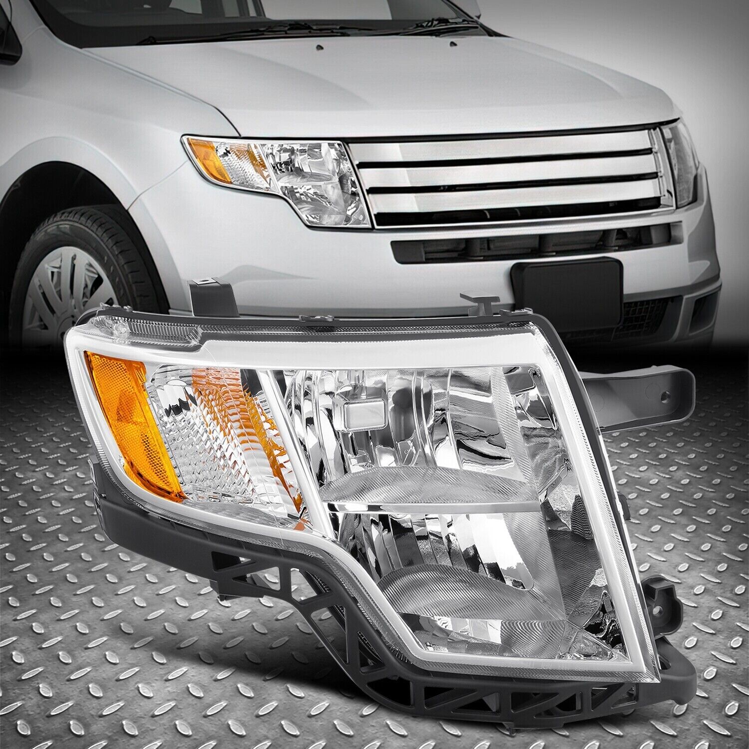 For 07-10 Ford Edge OE Style Right Passenger Side Chrome/Amber Headlight Lamp