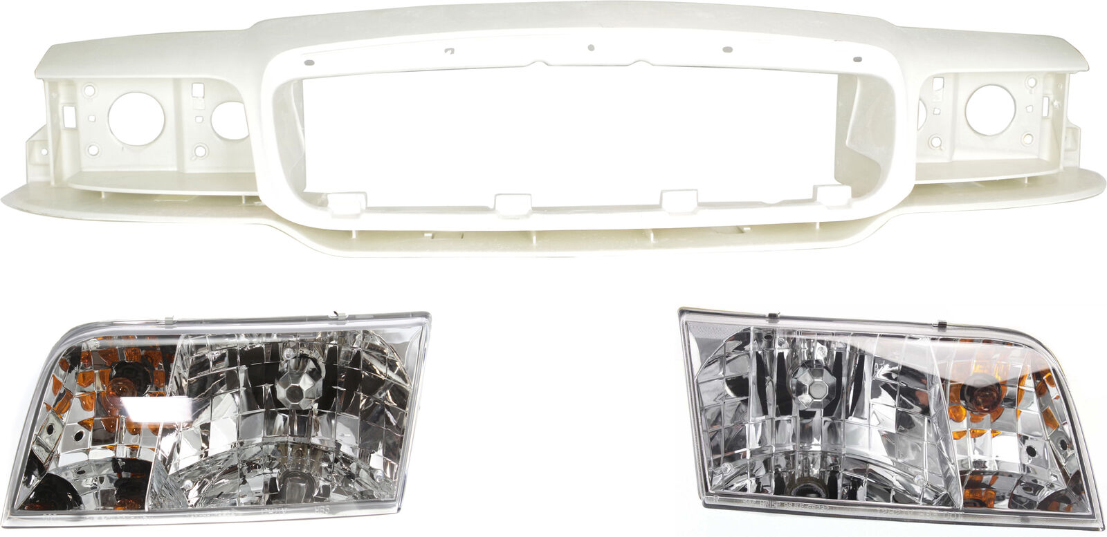 Header Panel Kit for Ford Crown Victoria 1998-2011, 3-Piece with Headlights,