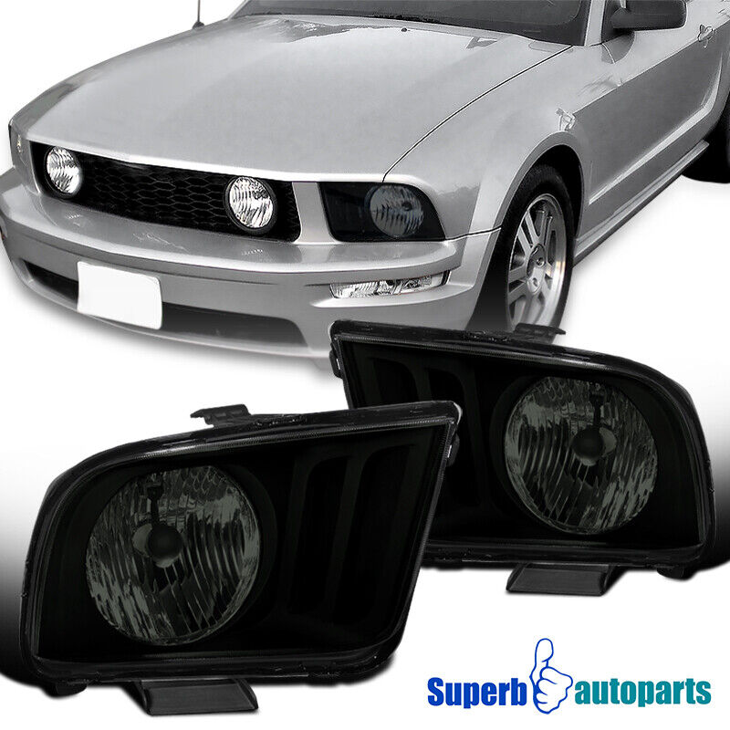 For 2005-2009 Ford Mustang Headlights Lamp Smoke Pair Replacement