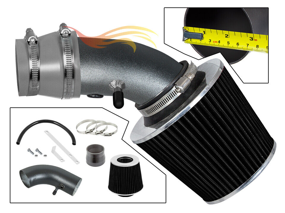 GREY RW Racing Ram Air Intake Kit+Filter For 90-97 Corolla Prizm 1.6L/1.8L L4