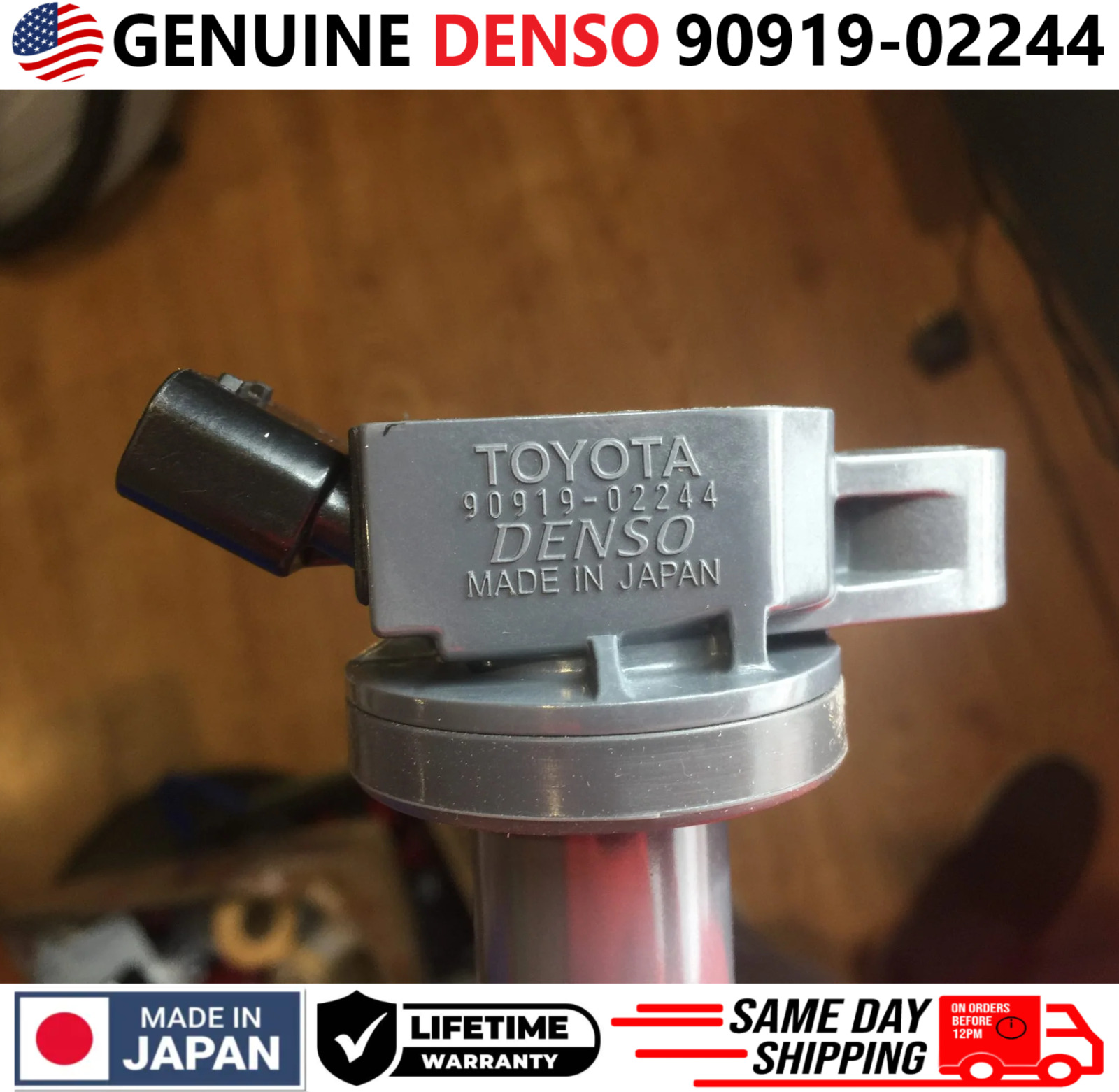 OEM DENSO x1 Ignition Coil For 2001-2012 Toyota, Lexus, Scion I4, 90919-02244