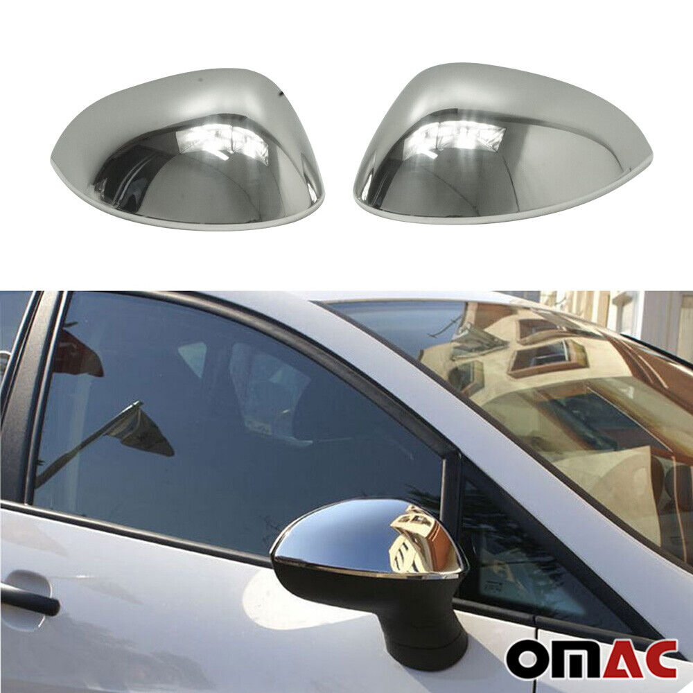 Fits Seat Ibiza 2009-2016 Stainless Steel Chrome Side Mirror Cover Cap 2 Pcs