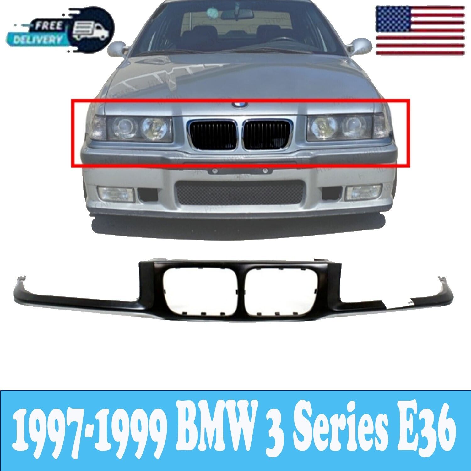 New Header Headlight Grille Mounting Nose Panel For 1997-1999 BMW 3 Series E36..